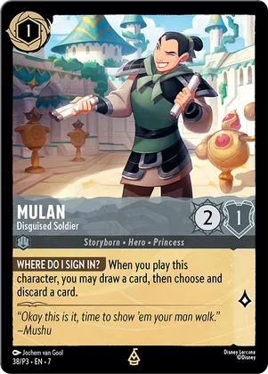Lorcana Mulan, Disguised Soldier Magical Places promo card